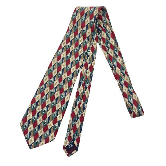 Albert Andrews Ltd Silk Tie Diamond Printed Multi Color Men - Picture 2 of 5